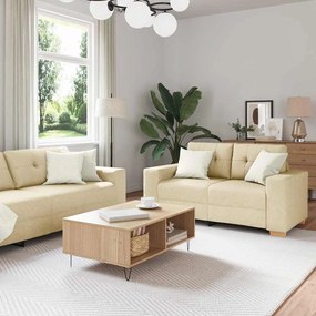 vidaXL Conjunto de Sofás 2 pcs Creme 221 x 78 x 80 cm Tecido