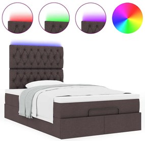 Estrutura de cama otomana com colchão 120x190cm castanho escuro