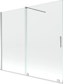 Mexen Velar resguardo de banho de 2 folhas deslizantes 180 x 150 cm, transparente, cromado - 896-180-000-01-01