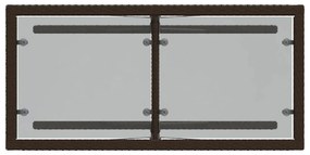 3 pcs conjunto bistrô com almofadões vime PE castanho