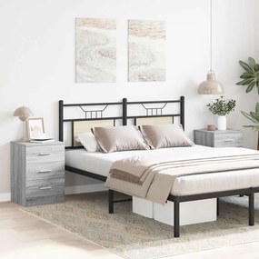 Mesa cabeceira 2pcs 38x35x56cm derivado madeira cinzento sonoma