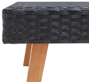 Mesa de centro para jardim vime PE preto