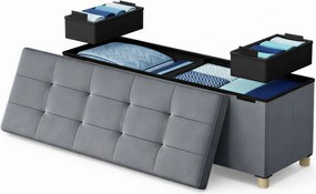 Banco com espaço de arrumação, 38 x 110 x 40 cm cinzento