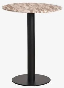 Mesa De Bar Redonda Em Pedra Natural Xiren Ø60 Cm & Preto & Mármore Bege Panther - Sklum