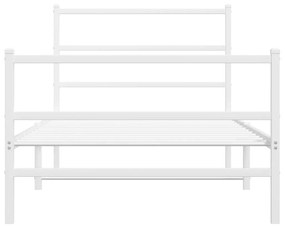 Estrutura de cama com cabeceira e pés 107x203 cm metal branco