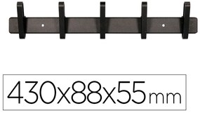 Cabide Parede Metálico 5 Suportes Cor Preta 430x88x55 mm