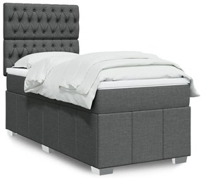 vidaXL Cama com molas/colchão 90x200 cm tecido cinzento-escuro