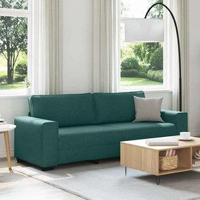 vidaXL Sofá de 3 lugares 220x77x82 cm tecido verde-escuro