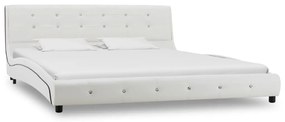 Cama + colchão espuma memória 160x200cm couro artificial branco