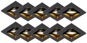 LED Conjunto de 10 focos embutidos inteligentes pretos com Wi-Fi GU10 - Qure Moderno,Design