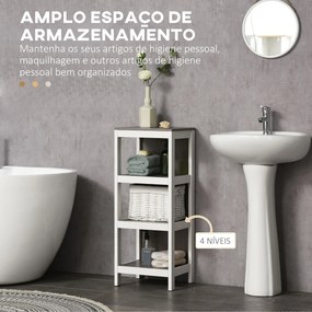 Estante para Casa de Banho de 3 Níveis Estante de Armazenamento de Casa de Banho Multiuso para Cozinha Sala de Estar Dormitório Anti-Tombo 32x30x82cm