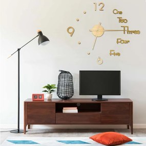 vidaXL Relógio de parede 3D com design moderno 100 cm XXL dourado