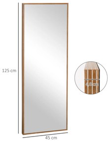HOMCOM Espelho de Parede 45x125 cm Espelho de Corpo Inteiro de Madeira Estilo Moderno Decoração para Sala de Estar dormitório Entrada Madeira