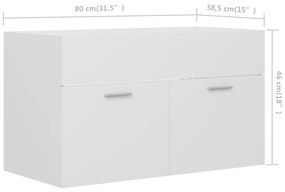 Armário de lavatório 80x38,5x46 cm derivados de madeira branco