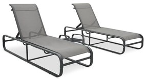 vidaXL Espreguiçadeiras com mesa 2 pcs textilene e alumínio