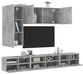 vidaXL 5 pcs móveis de parede p/ TV derivados de madeira cinza cimento