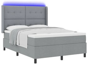 Cama Box com Colchão e Luz LED Cinza Claro 160x200 cm Tecido