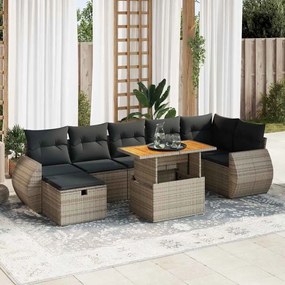 5 pcs conjunto sofás de jardim c/ almofadões acácia e vime PE