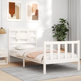 Cama sem colchão 90x200 cm madeira de pinho maciça branco