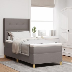 Cama Box Spring com Colchão Taupe 100x200 cm Tecido