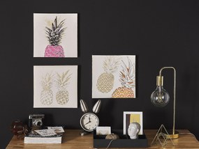 Conjunto de 3 quadros em tela 30 x 30 cm rosa e dourado APESIKA Beliani