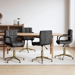 vidaXL Cadeira de jantar giratórias 4 pcs veludo cinzento-escuro