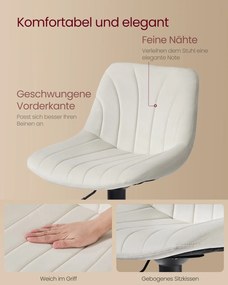 Conjunto 2 bancos bar com encosto e assento giratório 46,5 x 43 x (88-108) cm em veludo branco creme