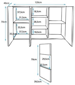 Aparador Clash Suspenso de 120cm com Luzes LED - Branco Brilhante - De