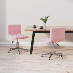 vidaXL Cadeiras de jantar giratórias 2 pcs veludo rosa