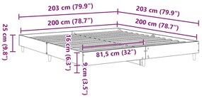 Estrutura de cama sem colchão 200x200 cm cinzento sonoma