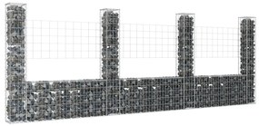 vidaXL Cesto gabião em forma de U c/ 4 postes 380x20x150 cm ferro