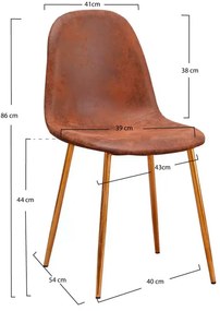 Cadeira Golden Teok Couro Sintético Marrom Vintage
