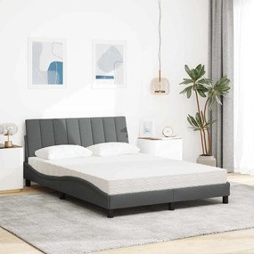 Cama com colchão 140x190 cm tecido cinzento-escuro