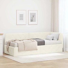 vidaXL Estrutura de Cama de Canto com colchão Creme 80 x 200 cm Veludo