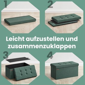 Banco com espaço de arrumação, banco-cama 38,1 x 76,1 x 38,1 cm Verde