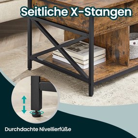 Mesa de centro com altura ajustável 60 x 100 x (48-62) cm castanho vintage-preto