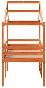 Cama alta com telhado 90x190 cm pinho maciço castanho-mel