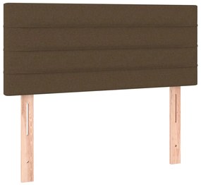 Cama box spring c/ colchão/LED 90x190 cm tecido castanho-escuro