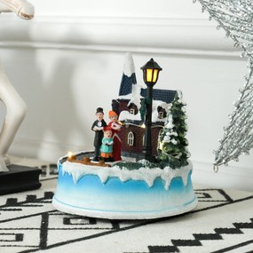 Aldeia de Natal com Luzes LED Cena de Natal com Coro Giratório Música para Decoração de Natal 13x13x15 cm Multicor