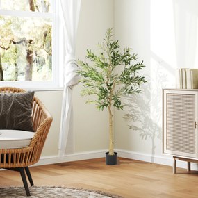 Oliveira artificial de 150 cm, planta artificial para interior, planta decorativa para a casa, escritório, sala de estar e quarto verde
