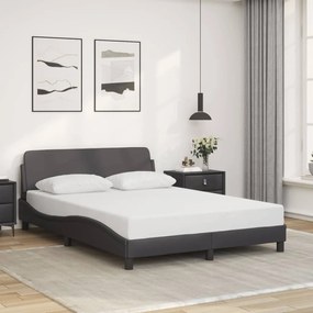 Estrutura cama c/ cabeceira 120x200cm couro artificial cinzento