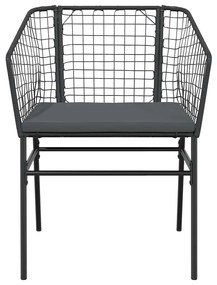 Conjunto de jantar jardim 7 peças almofadas vidro vime PE preto