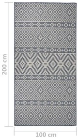 Tapete de tecido plano para exterior 100x200 cm riscas azuis