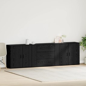 vidaXL Buffets 3 pcs Carvalho Preto Madeira Engenheirada