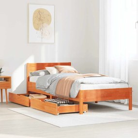 Cama sem colchão 100x200 cm pinho maciço castanho-mel