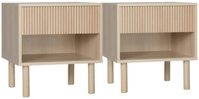 HOMCOM Conjunto de 2 Mesas de Cabeceira Mesa de Cabeceira com Gavetas e Prateleiras Estilo Moderno 47x47x50 cm Madeira Natural | Aosom Portugal