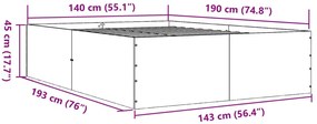 Estrutura de cama 140x190 cm derivados madeira carvalho sonoma