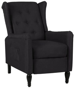 vidaXL Poltrona reclinável tecido preto