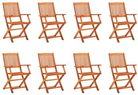 Cadeiras de jardim dobráveis 8 pcs eucalipto maciço