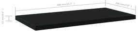 Prateleiras para estante 4 pcs 40x20x1,5cm contraplacado preto